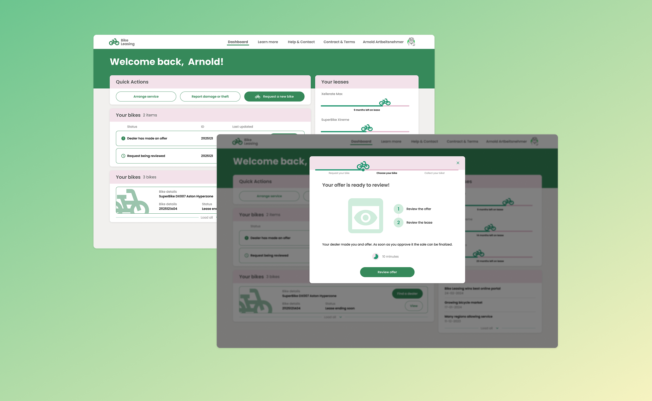 Bike leasing portal redesign hero image